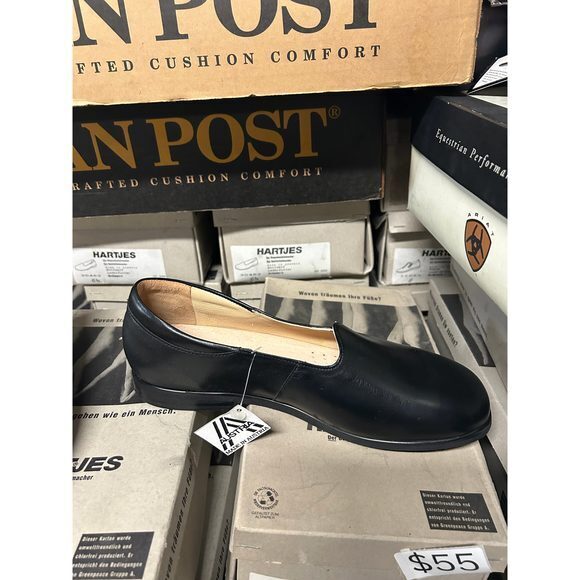 Vintage Hartjes‎ Women's Mary Jane Flats In Black Leather 30462 - Picture 3 of 4